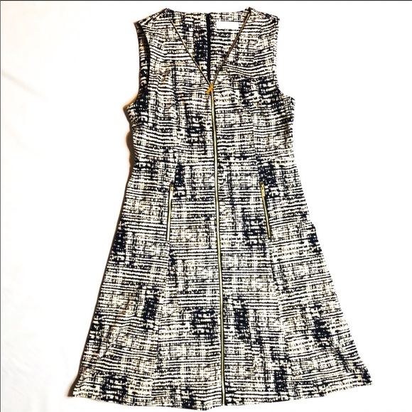 Calvin Klein Dresses & Skirts - CALVIN KLEIN front zip print sleeveless dress